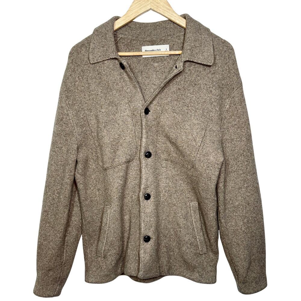 Abercrombie & Fitch Soft AF Sweater Tan Knit Cardigan Sweater Jacket Mens Size S